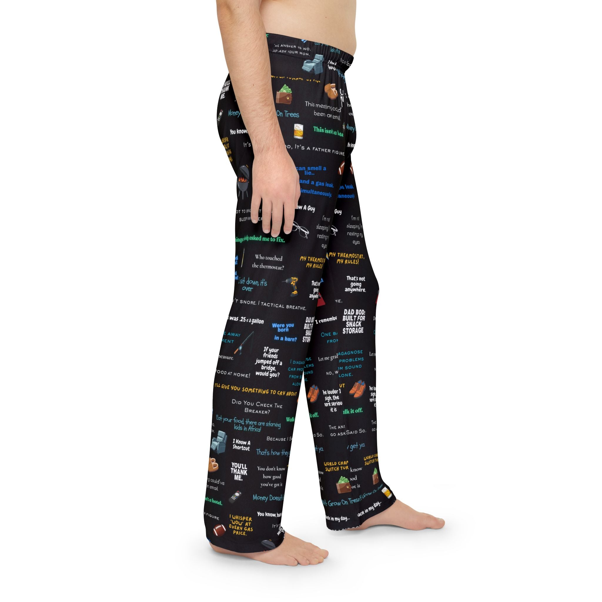 Men's Pajama Pants – Novelty Quote & Snack Pattern Lounge Pants